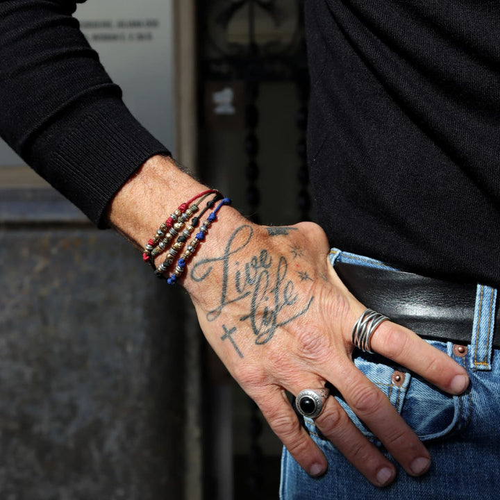 Pulsera Calavera Paprika de Plata 925, bronce y nylon