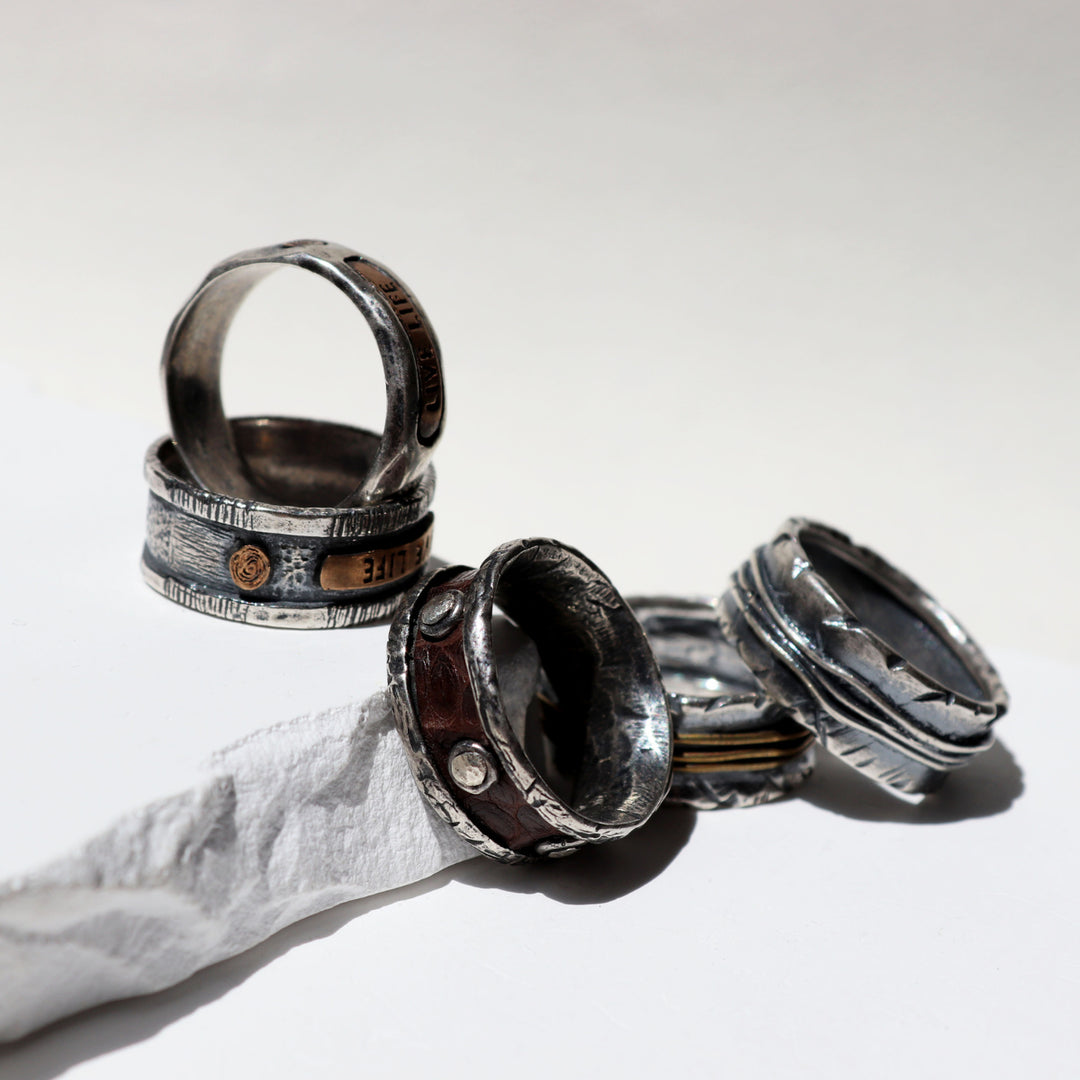 Anillo Hombre Hokai de plata 925 con cuero