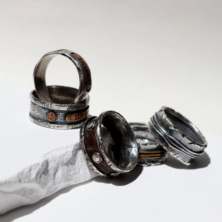 Anillo Hombre Hokai de plata 925 con cuero