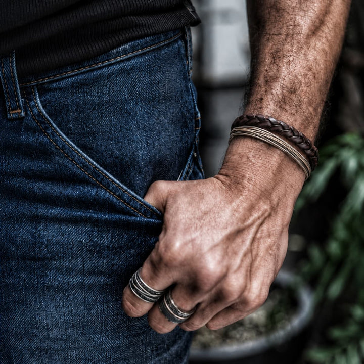 Senu Herrenarmband aus 925er Silber und Bronzefäden