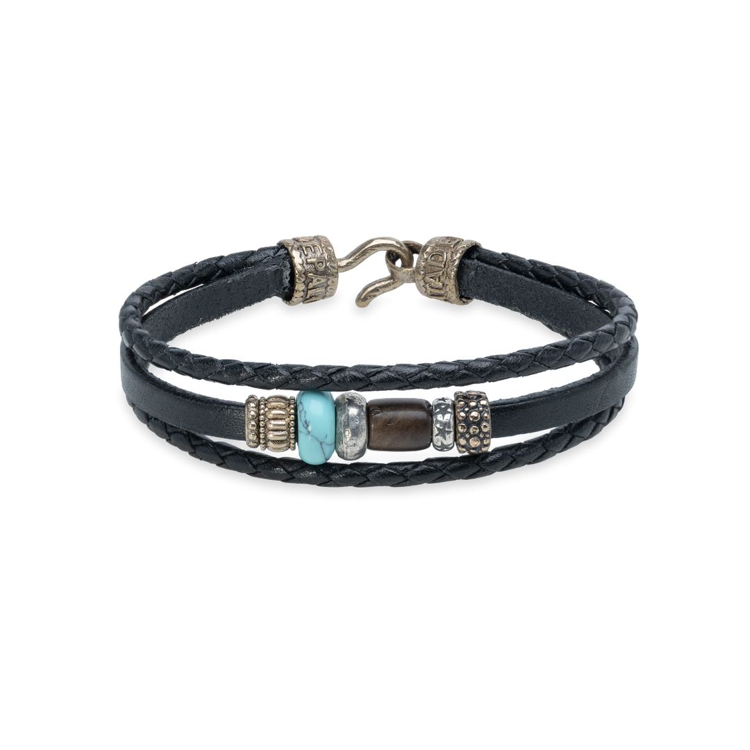 Pulsera Selma con Plata 925, cuero y perlas de agua dulce