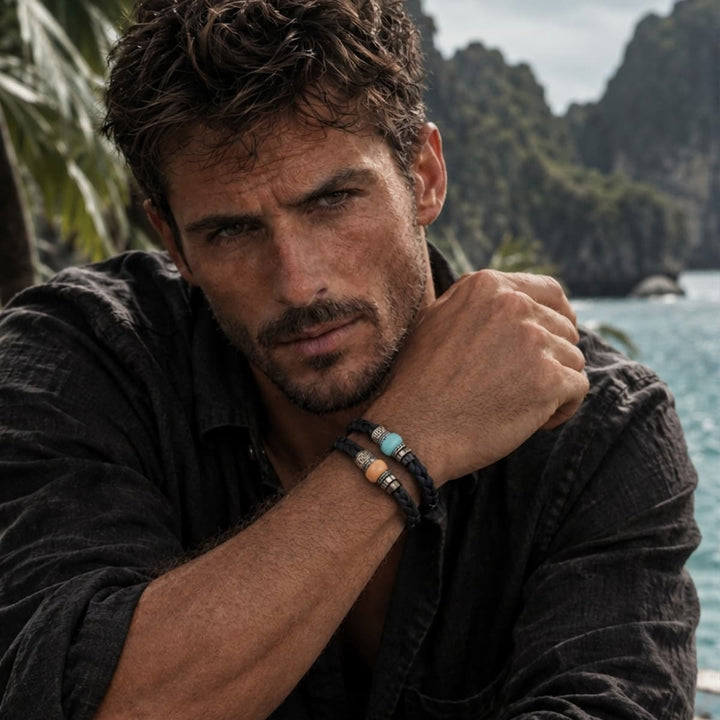 Pulsera de Cuero trenzado Hombre Samal