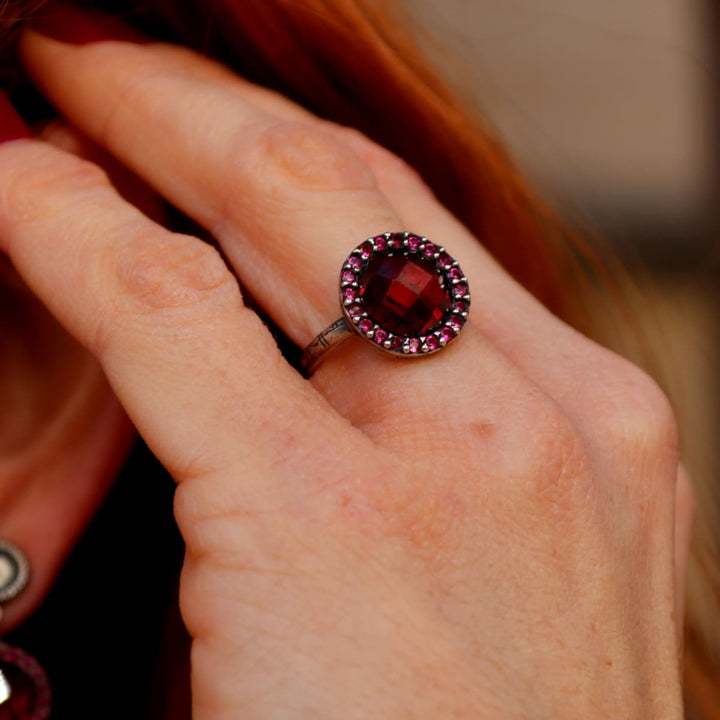Anillo Mujer Sienna de Plata 925 con circonitas granate