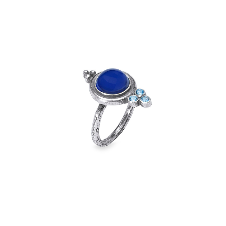 Anillo Mujer Atlas de plata 925 con circonitas zafiro