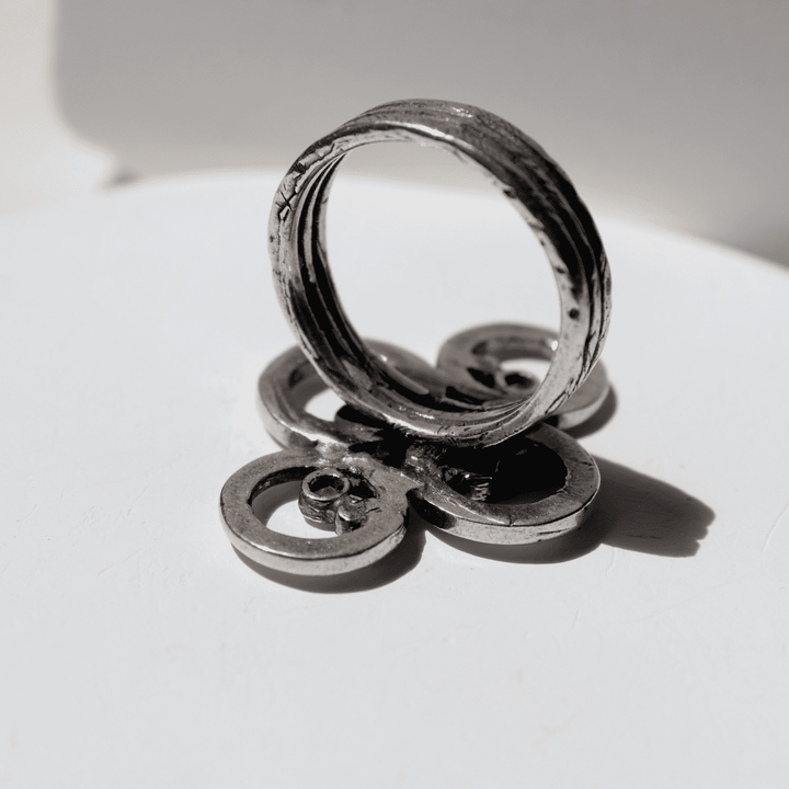 Anillo Mujer Enrai con espirales de plata 925 y puntos de bronce y cironita