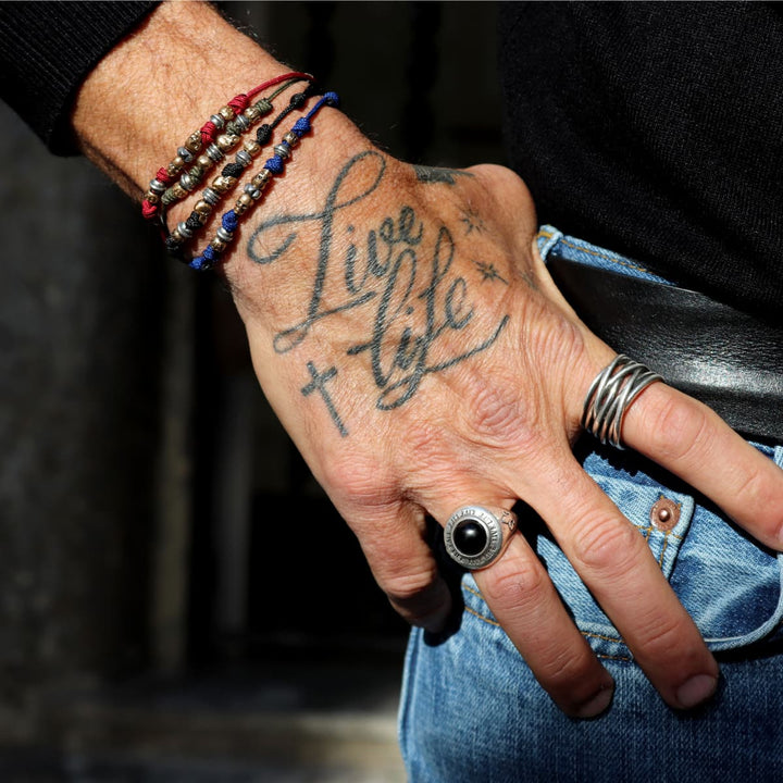 Pulsera Calavera Paprika de Plata 925, bronce y nylon