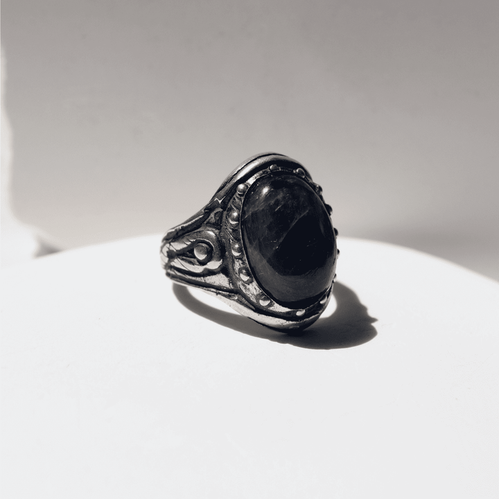 Raijin Damenring aus 925er Silber und blauem Kyanitstein