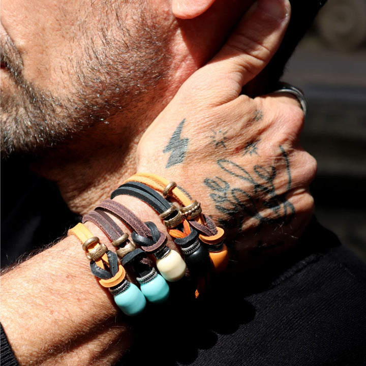 Pulsera Sabra con Plata 925, cuero y bronce