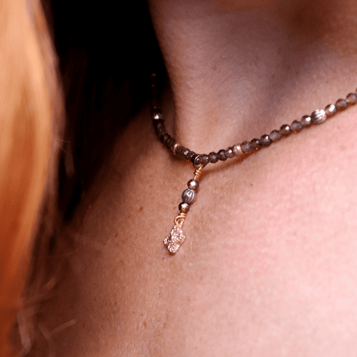 Zoriel Women's Necklace made of 925 silver and brown natural stones