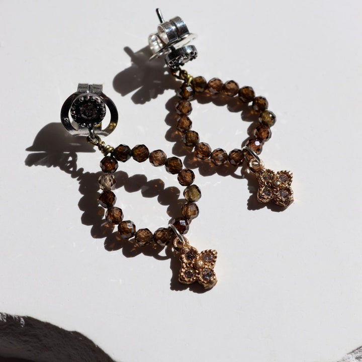 Zoriel Damenohrringe aus 925er Silber und natürlichen braunen Steinen