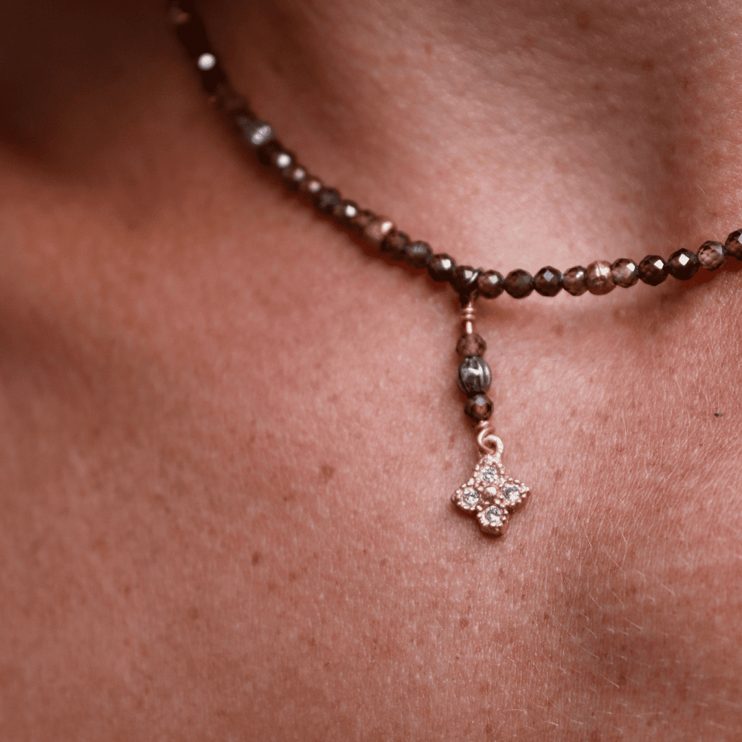 Zoriel Women's Necklace made of 925 silver and brown natural stones