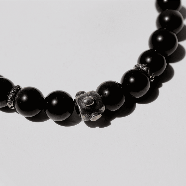 Pulsera de bolas de hombre Zankoku de obisidiana y plata 925