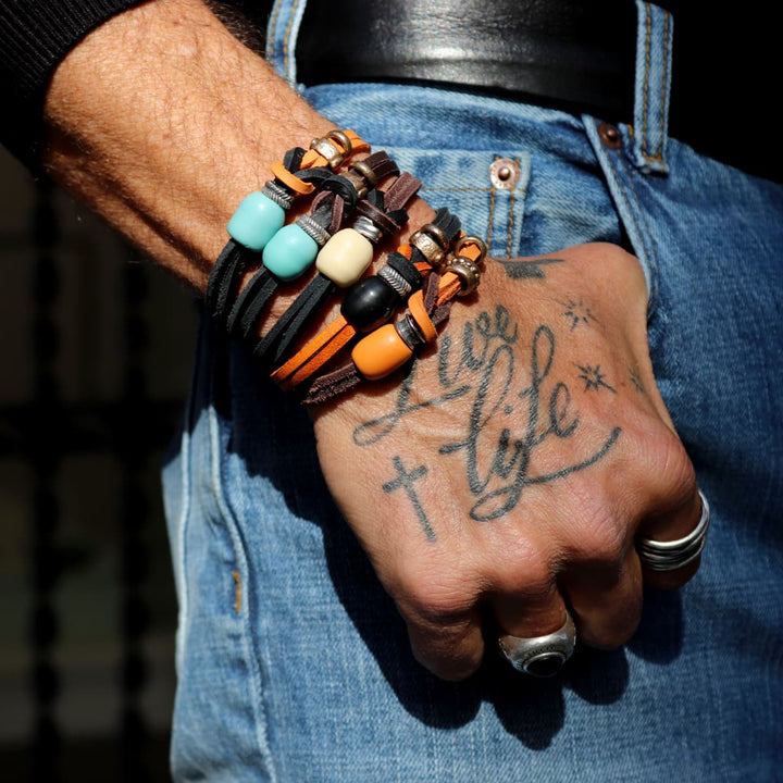 Pulsera Sabra con Plata 925, cuero y bronce