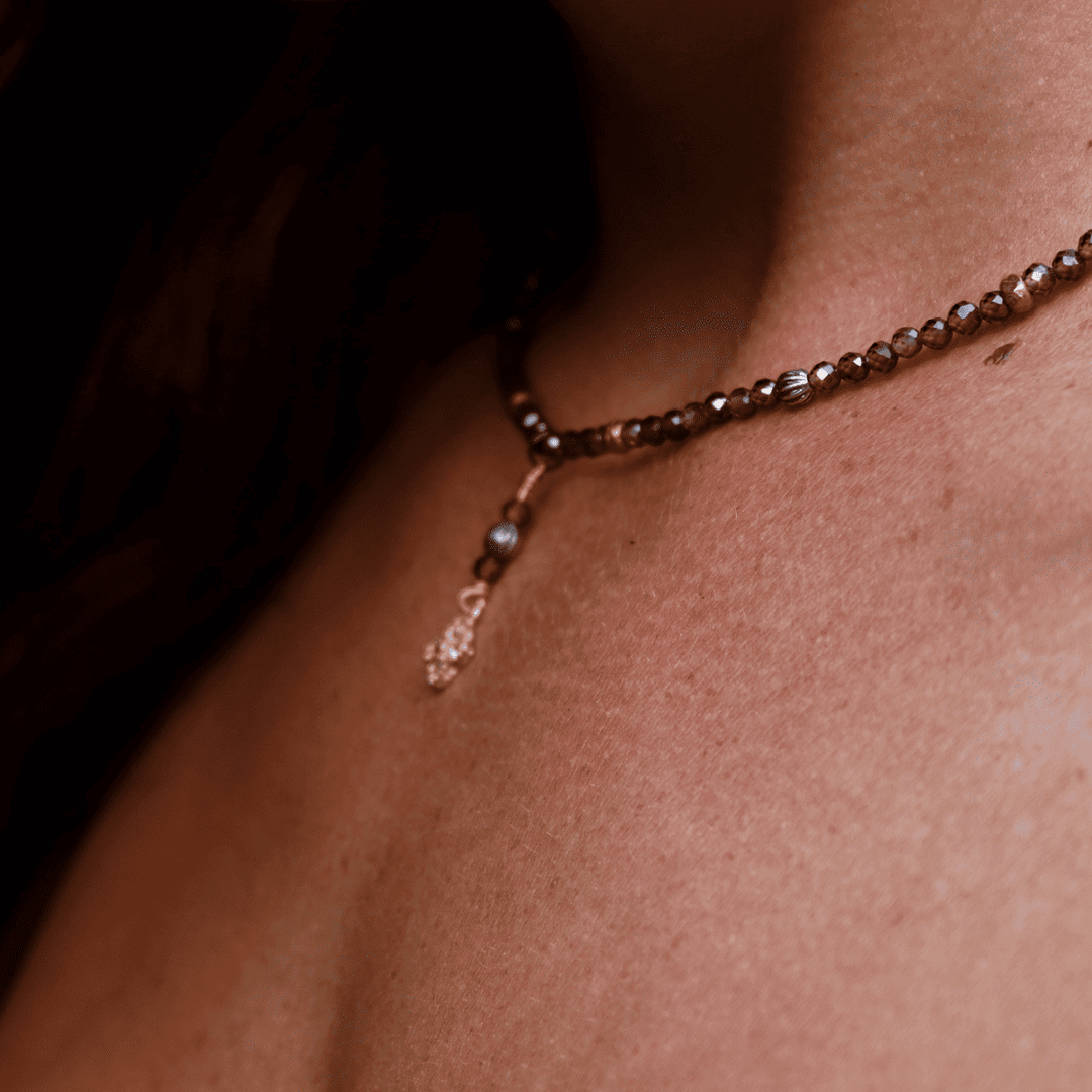 Zoriel Women's Necklace made of 925 silver and brown natural stones