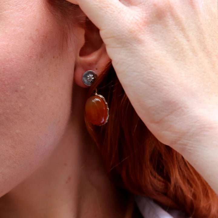 Women's Rin earrings made of carnelian and 925 silver
