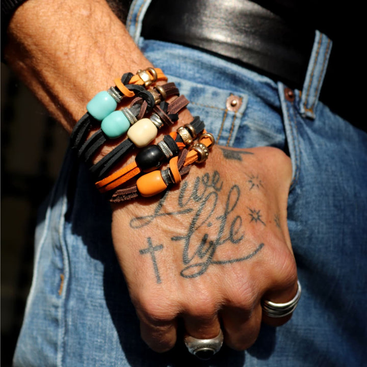 Pulsera Tarfa con Plata 925, cuero y bronce