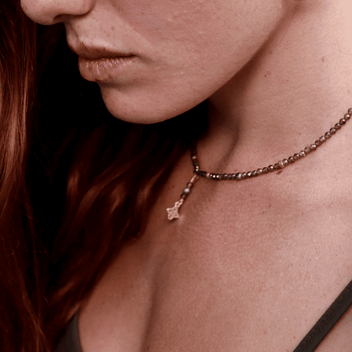 Zoriel Women's Necklace made of 925 silver and brown natural stones