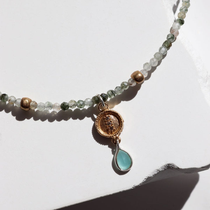 Collar Mujer Zylora de ágata verde y plata 925