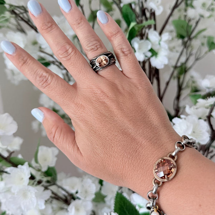 Flore Damenring aus 925er Silber und Citrin-Zirkonia