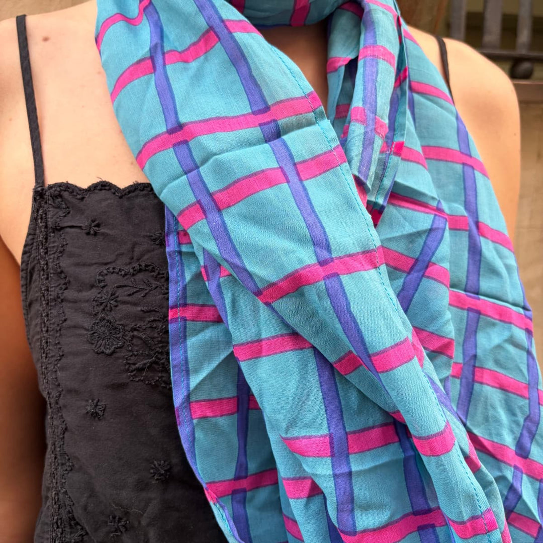 Sarong Unisex Azul Cuadros