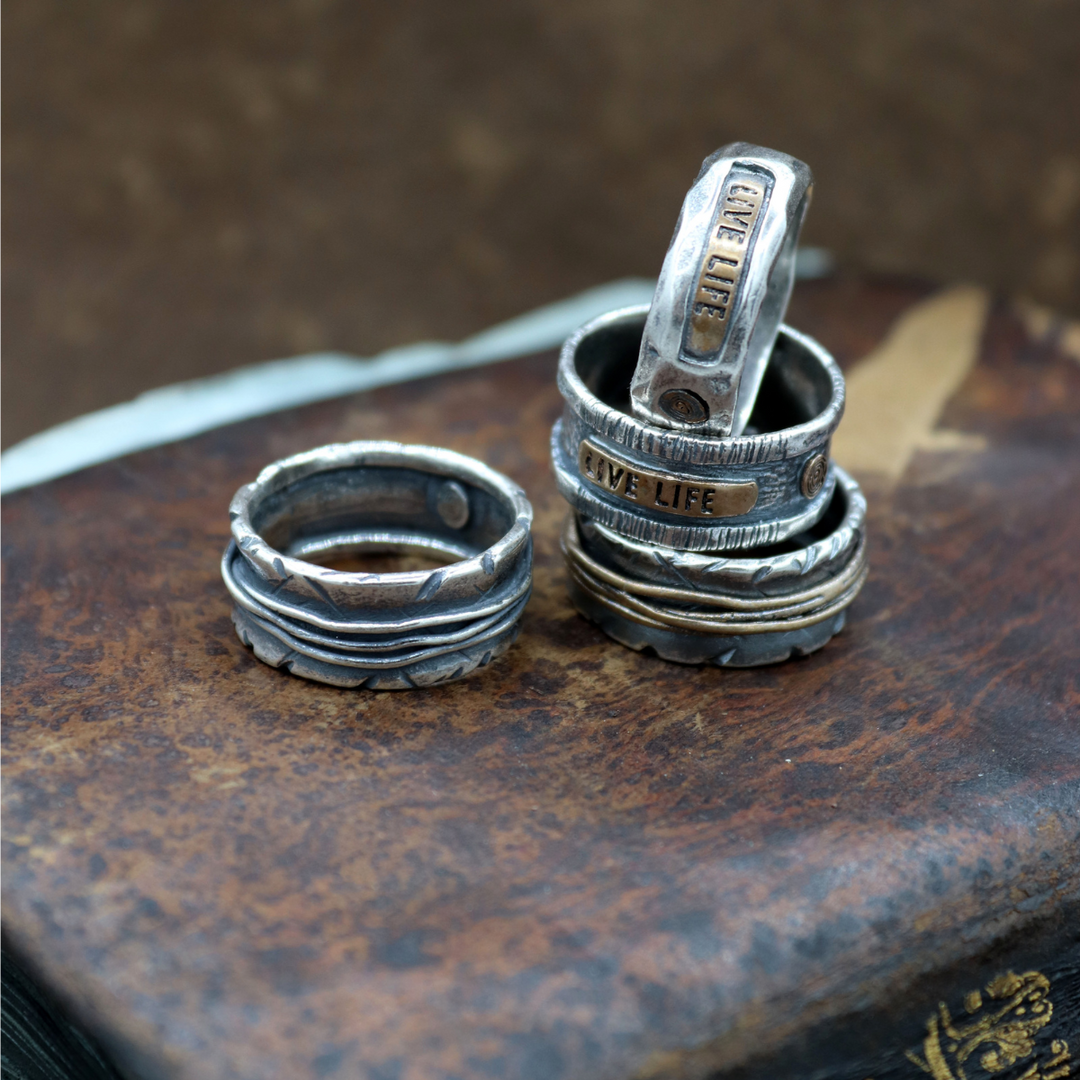 Anillo Hombre Fuyu de plata y bronce Live Life