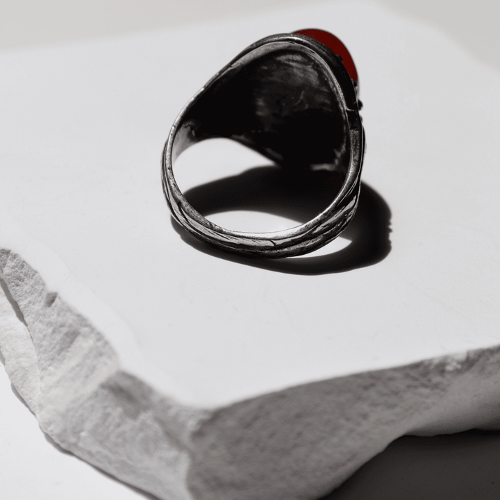 Damen Rheinring aus 925 Silber und Karneol