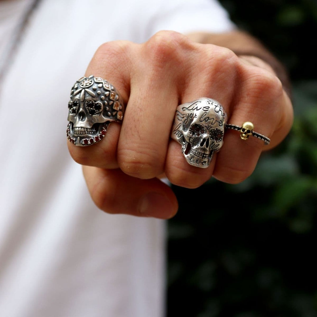 Tyn Skull Ring in 925 silver and black zirconia