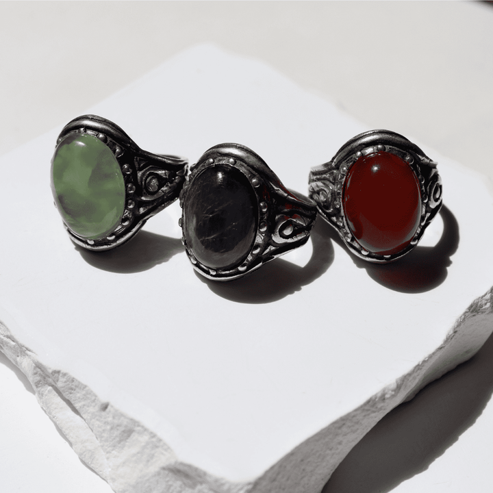 Damen Rheinring aus 925 Silber und Karneol