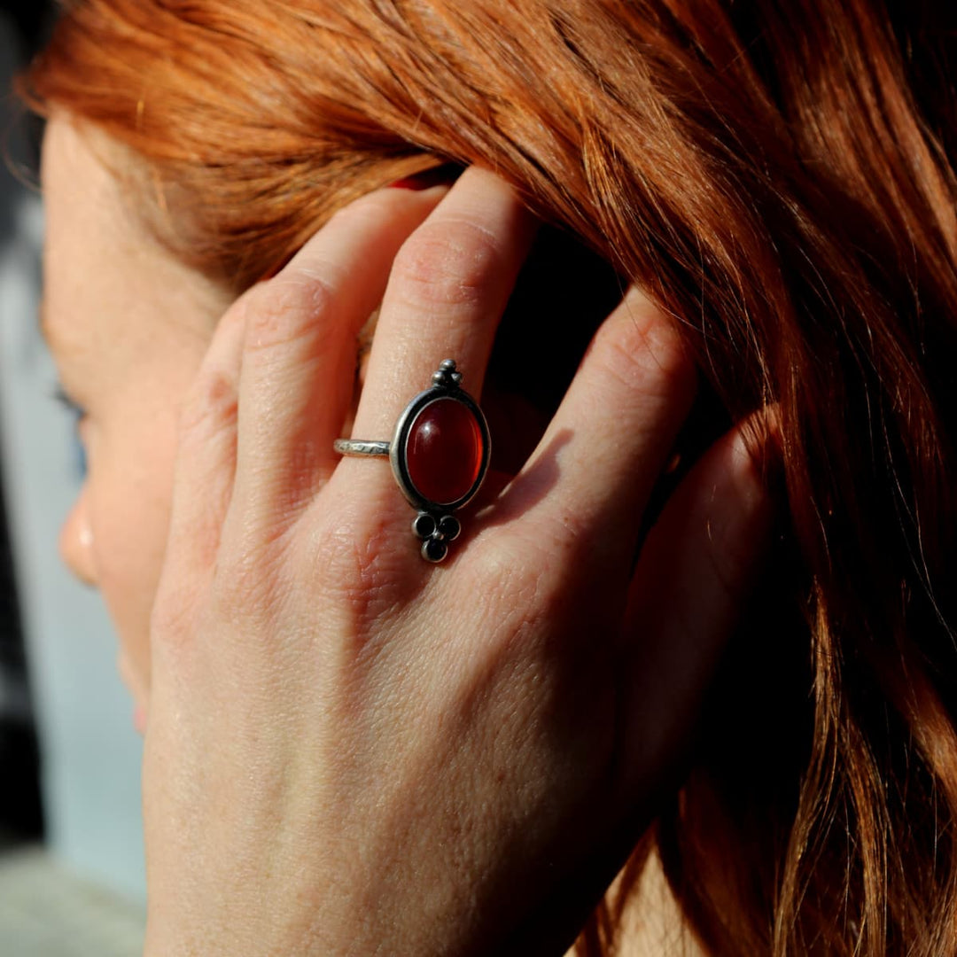 Anillo Mujer Comino de plata 925 con carnesian y circonitas brown