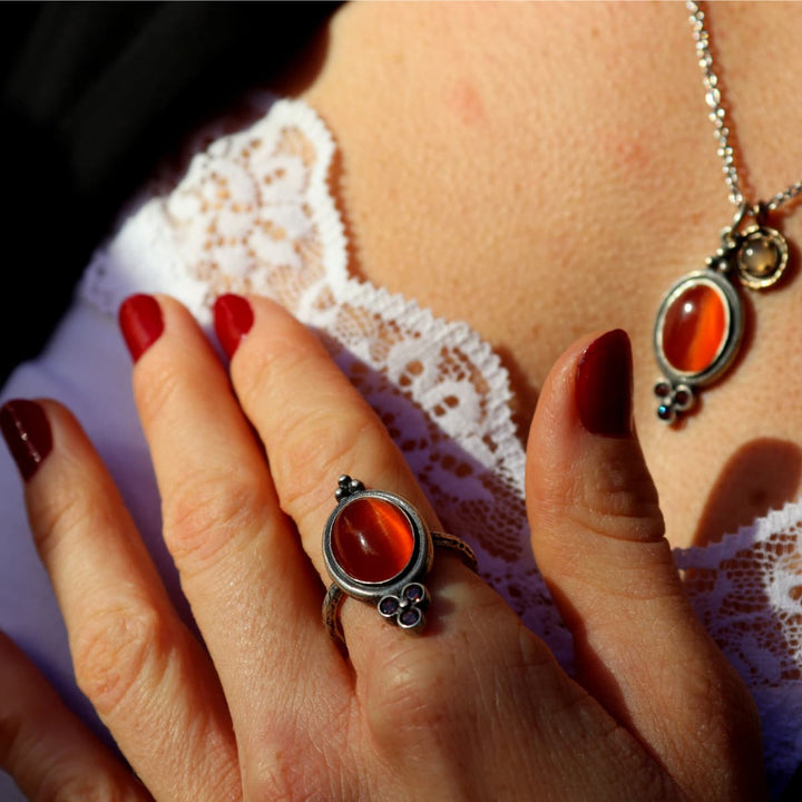 Collar Mujer Comino de Plata 925 con carnesian y circonitas brown