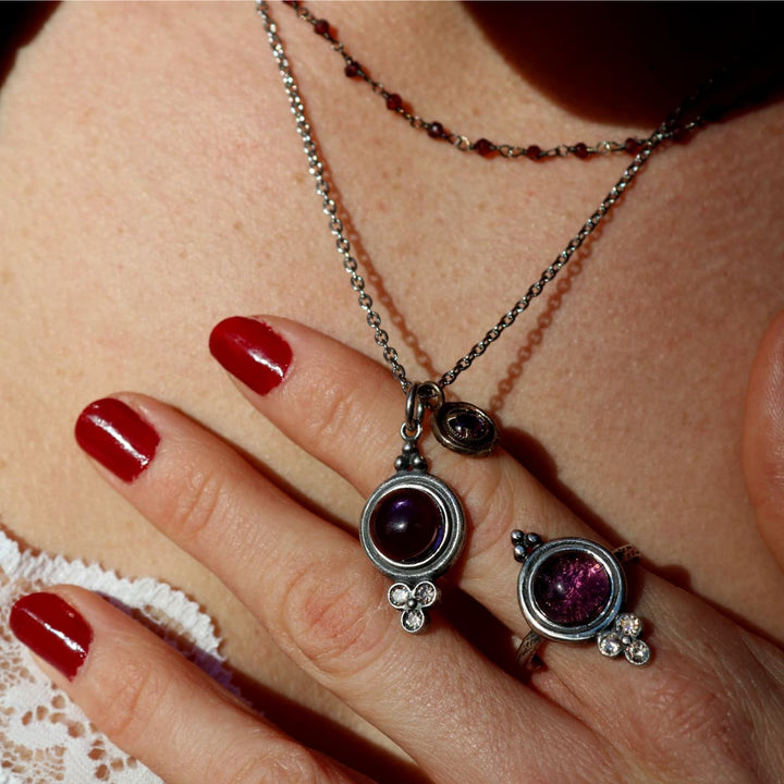 Anillo Mujer Samira de plata 925 con amatista y circonitas