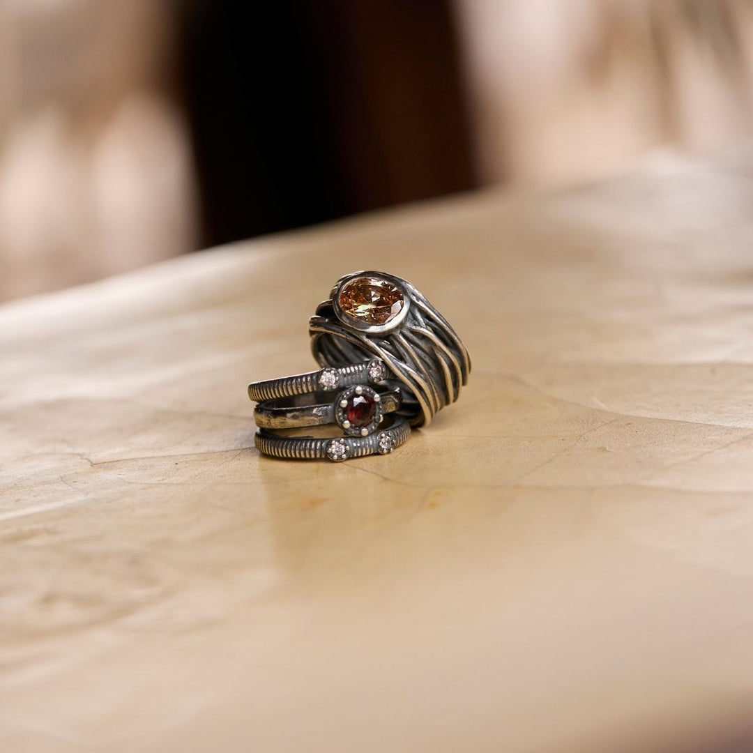 Flore Women's Ring in 925 silver and citrine zirconia