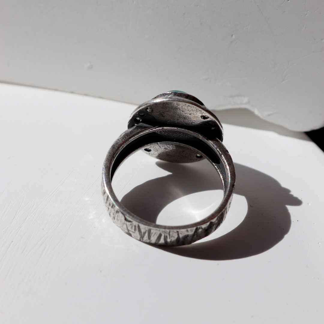 Meikai Damenring aus 925er Silber und türkisfarbenem Stein 