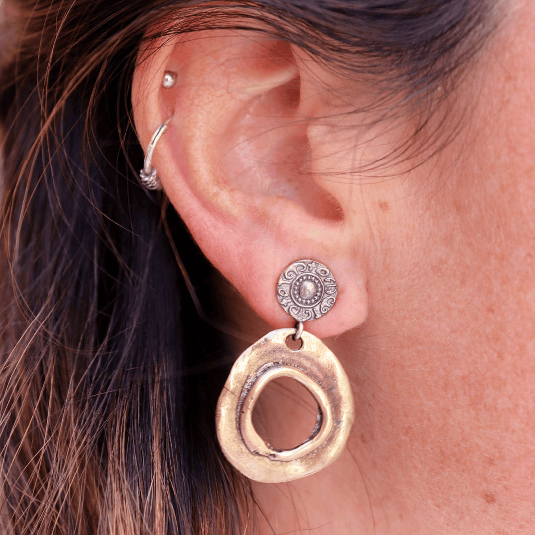 Tetsu Women's Earrings in Bronze and 925 Silver