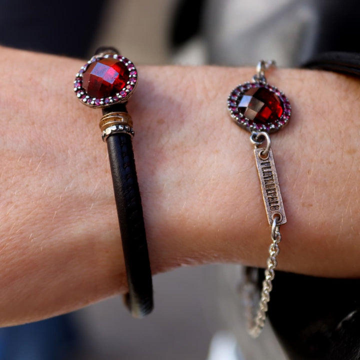 Pulsera Mujer Amora de Plata 925 con circonita granate y bronce