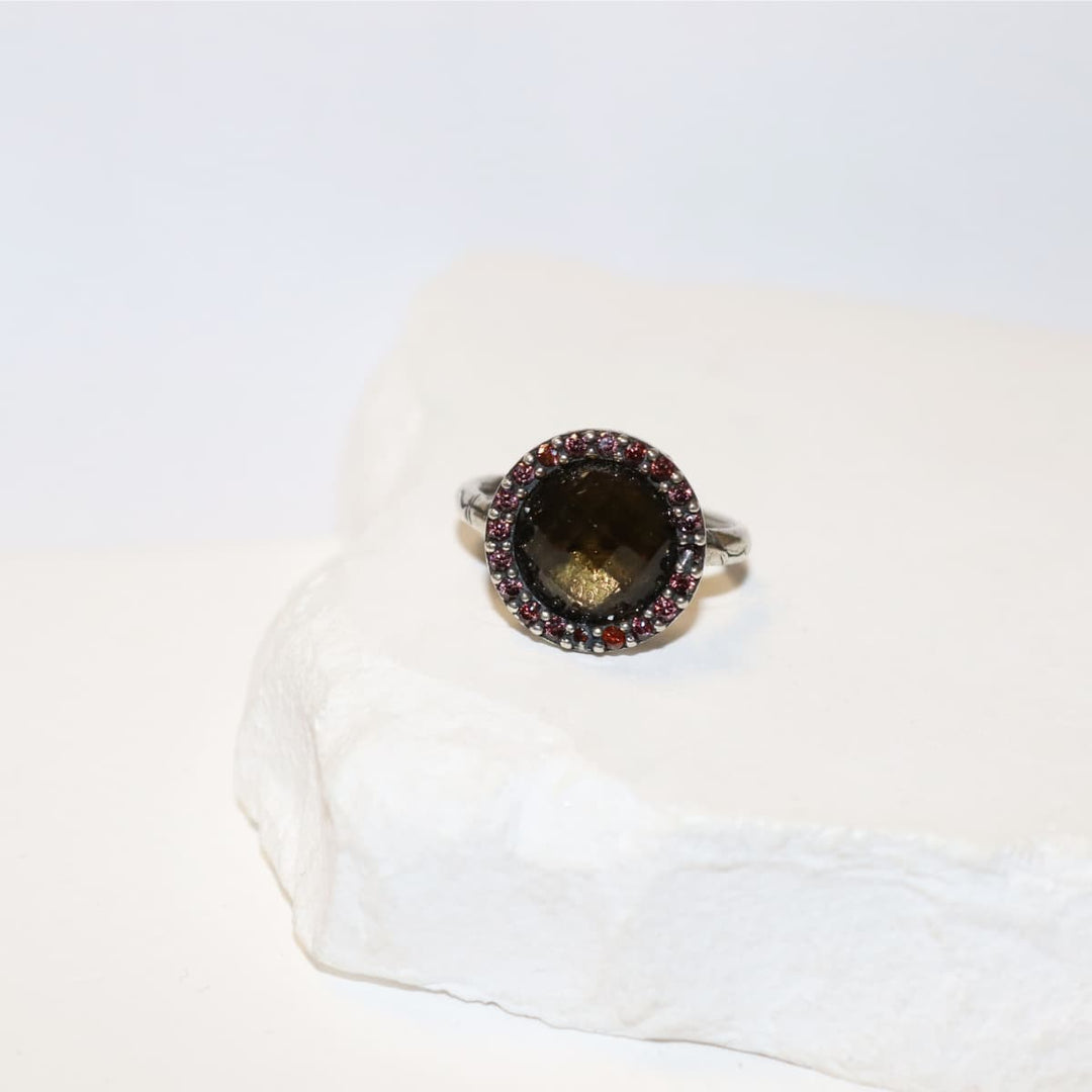 Anillo Mujer Sahara de Plata 925 con circonitas cuarzo fumé