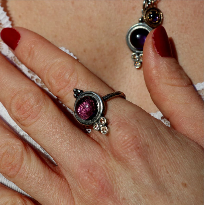 Anillo Mujer Samira de plata 925 con amatista y circonitas