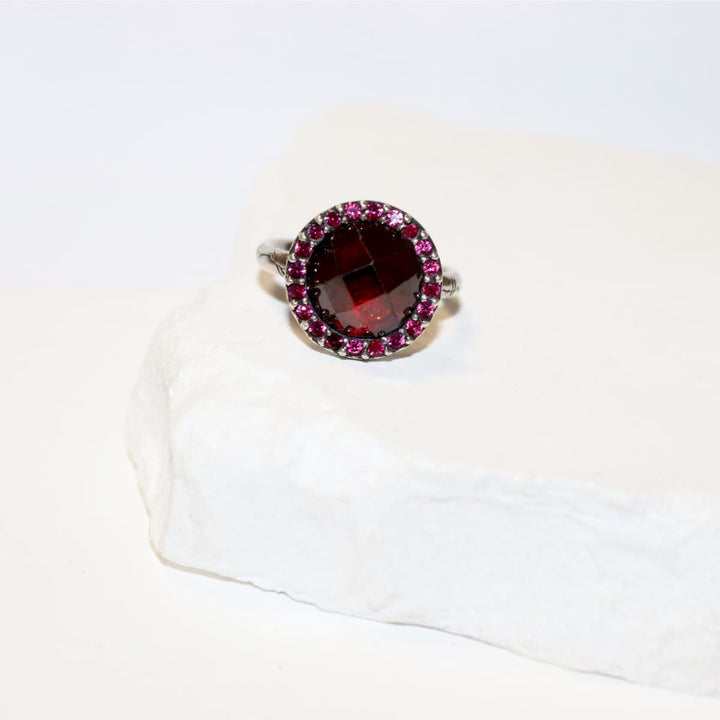 Anillo Mujer Sienna de Plata 925 con circonitas granate