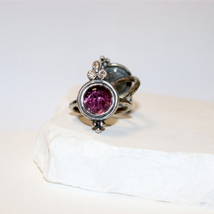 Anillo Mujer Samira de plata 925 con amatista y circonitas