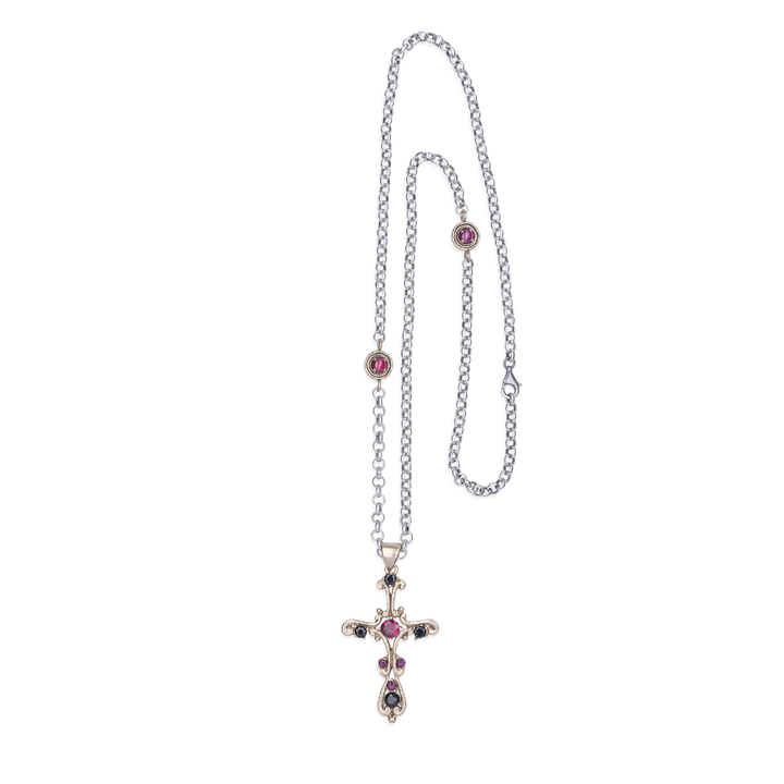 Collar Mujer Rabat con Plata 925, onix y circonitas rubíes