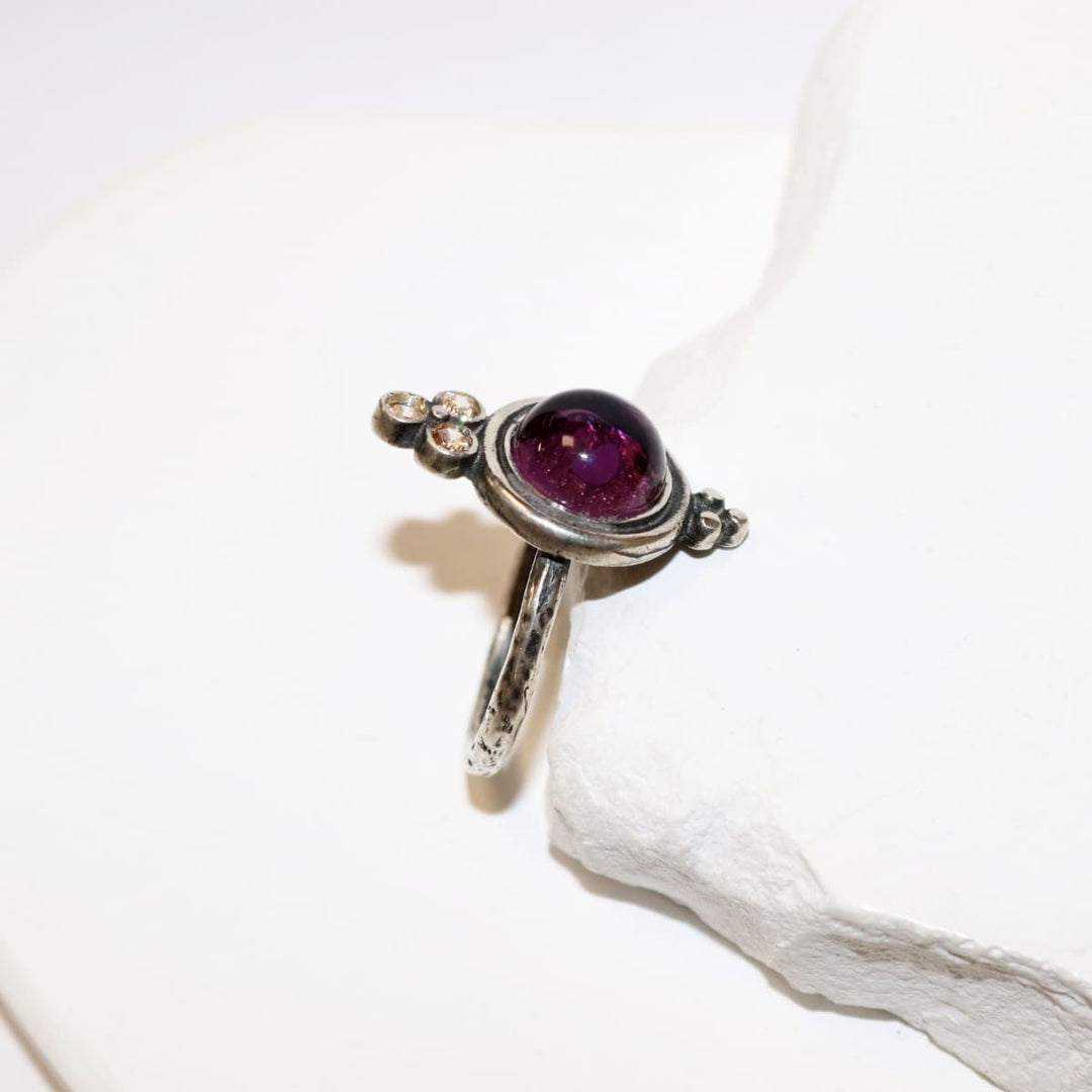 Anillo Mujer Samira de plata 925 con amatista y circonitas