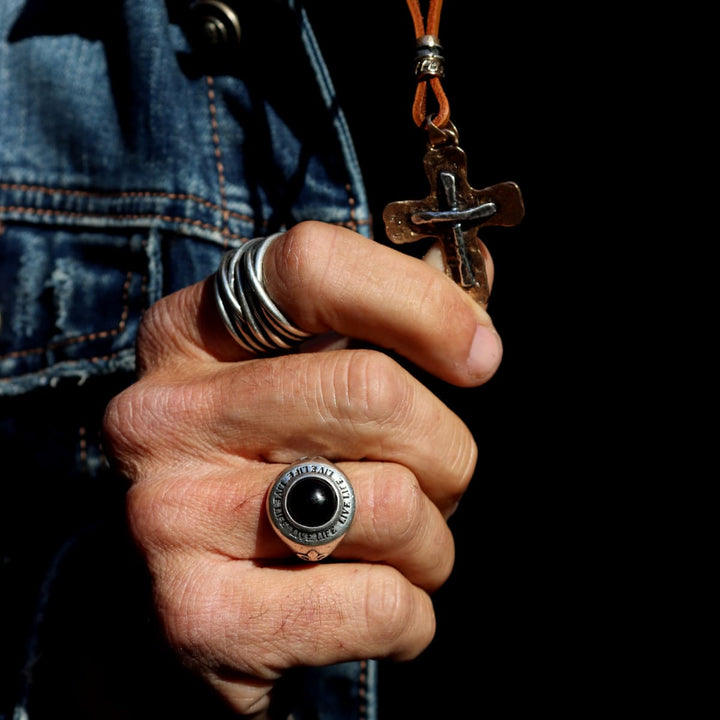 Collar Hombre Derb de Plata 925, cuero y bronce