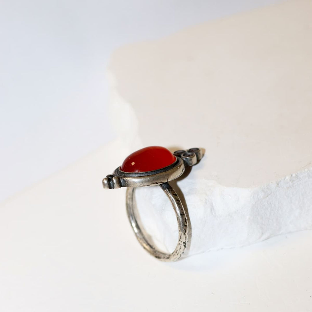 Anillo Mujer Comino de plata 925 con carnesian y circonitas brown