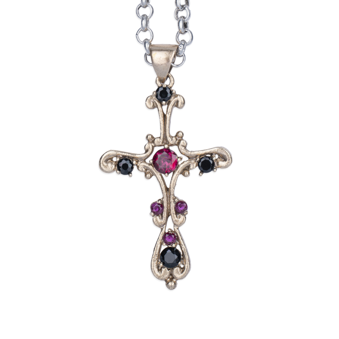 Collar Mujer Rabat con Plata 925, onix y circonitas rubíes