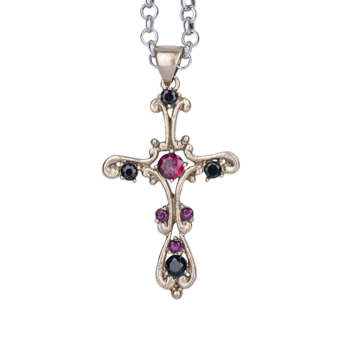 Collar Mujer Rabat con Plata 925, onix y circonitas rubíes