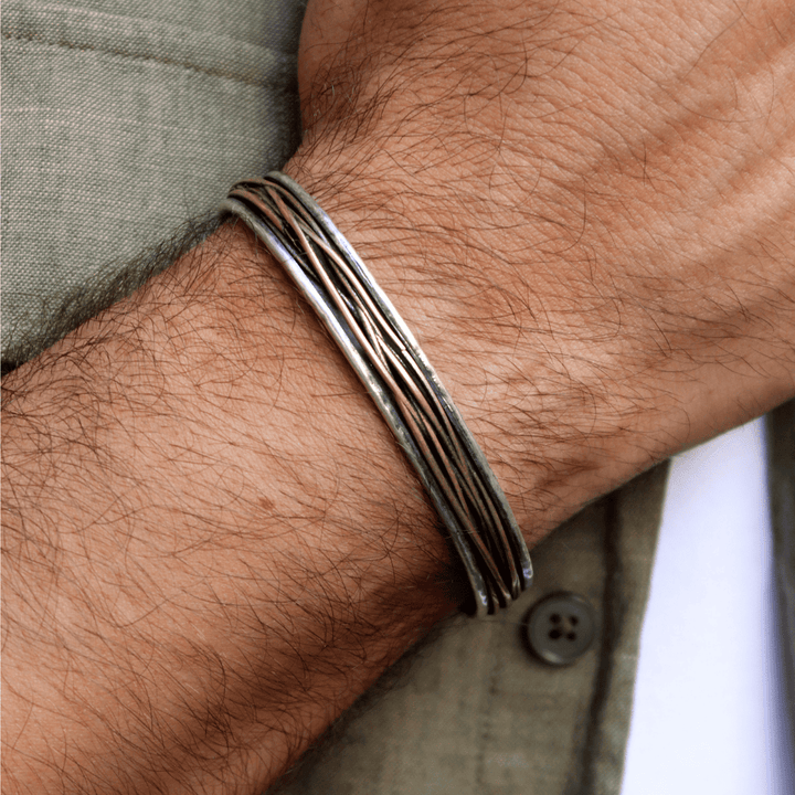 Pulsera Hombre Senu de plata 925 e hilos de bronce