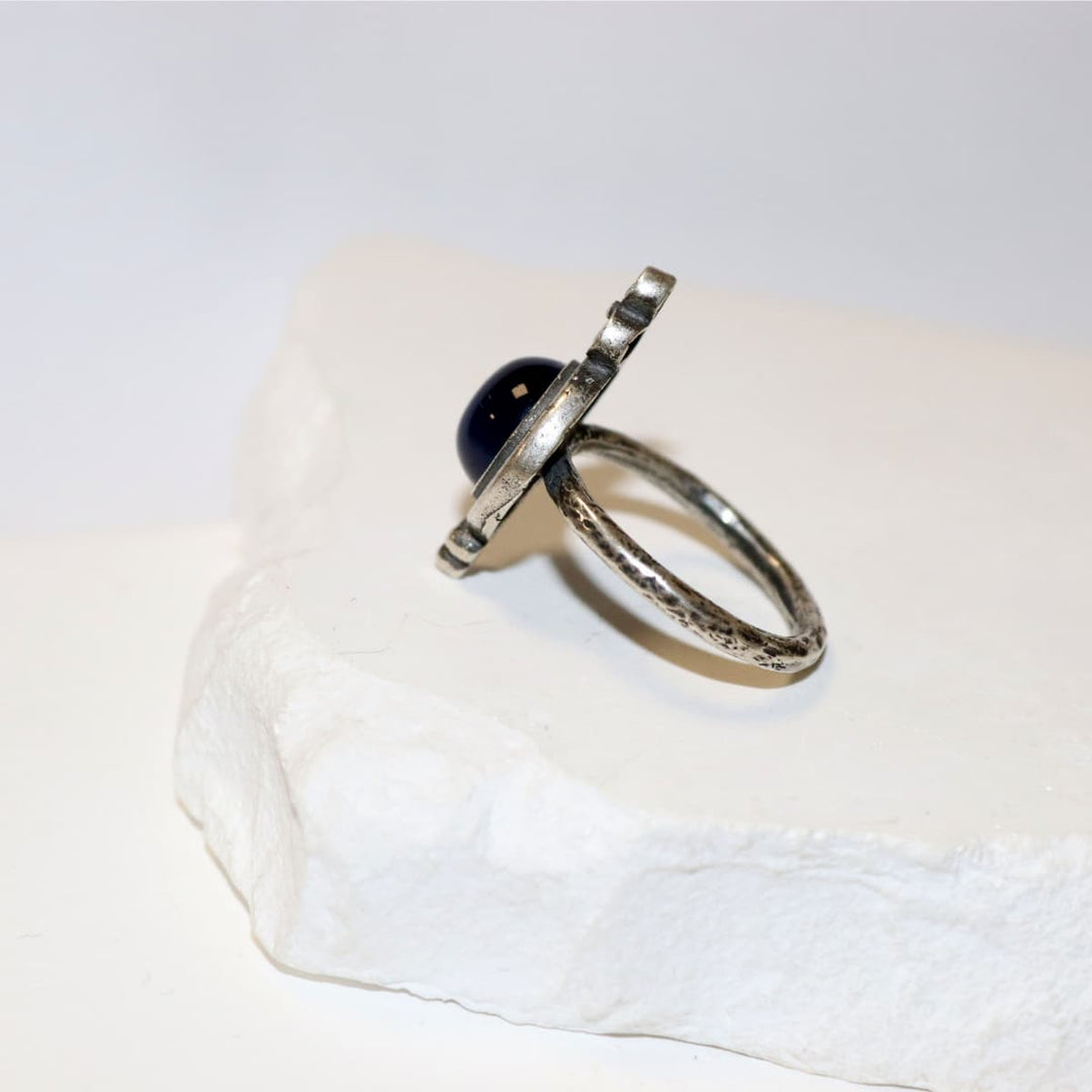 Anillo Mujer Atlas de plata 925 con circonitas zafiro