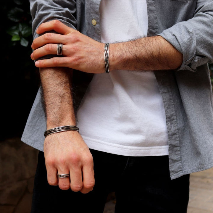 Pulsera Hombre Senu de plata 925 e hilos de bronce
