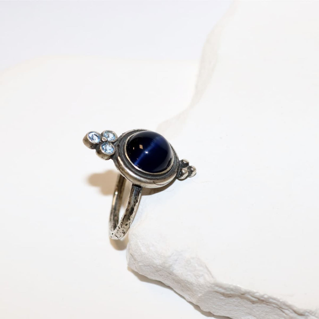 Anillo Mujer Atlas de plata 925 con circonitas zafiro
