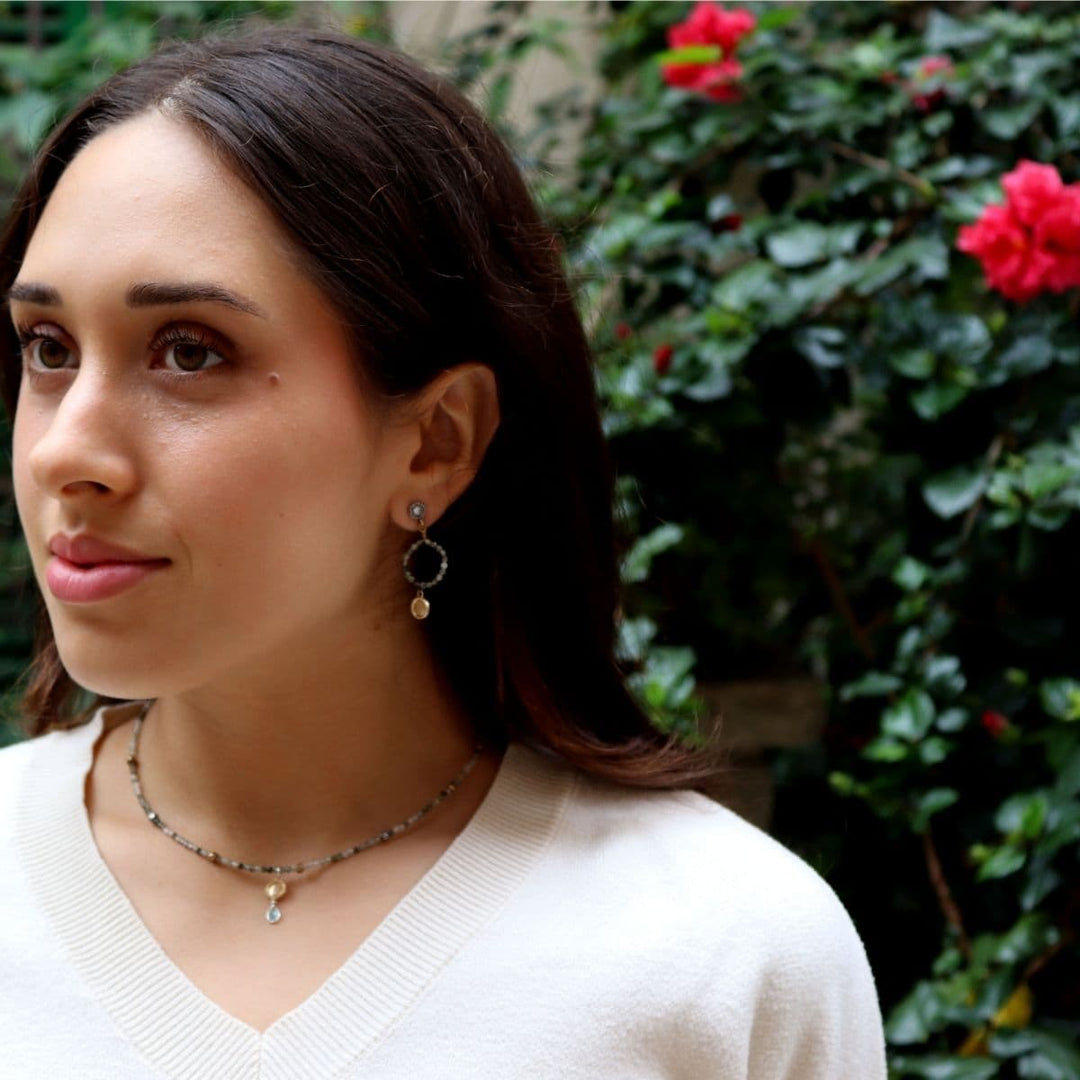 Collar Mujer Zylora de ágata verde y plata 925